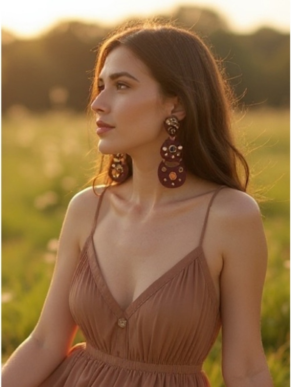 NWT Tuckernuck Chocolate Gemstone Knox Earrings in Brown